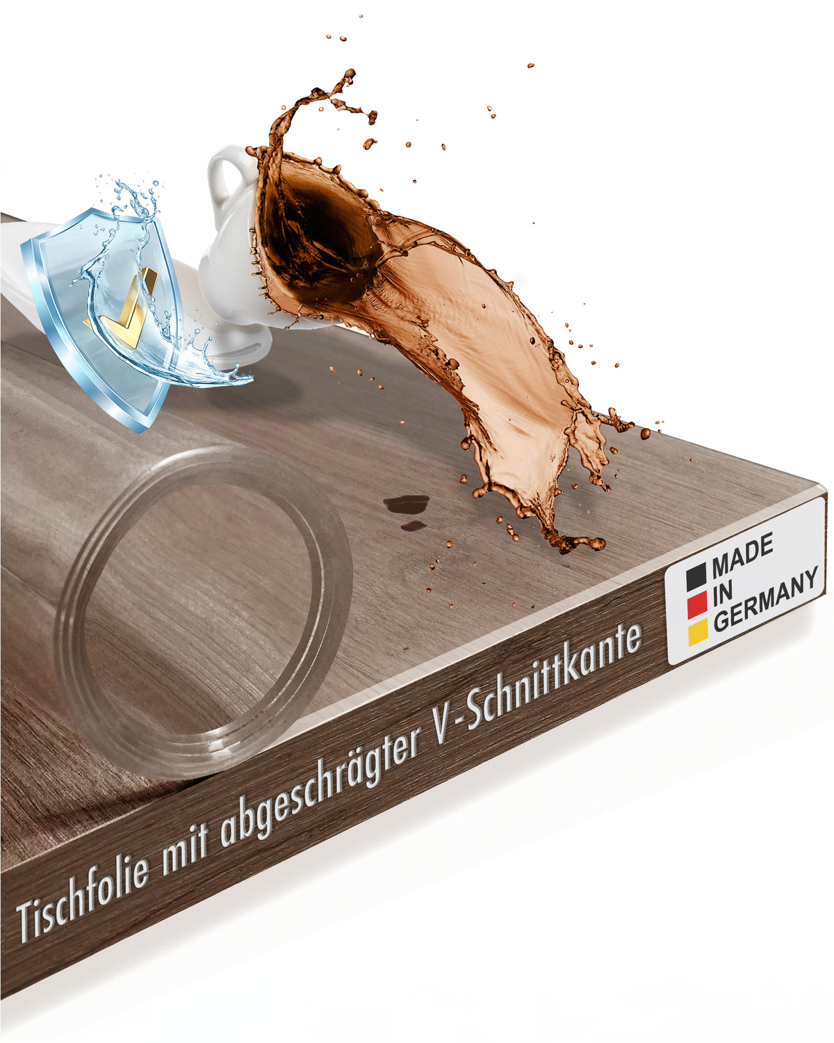 Tischfolie transparent 2mm mit abgeschrägter Kante