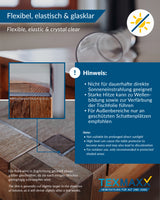 Tischfolie transparent 2mm mit abgeschrägter Kante